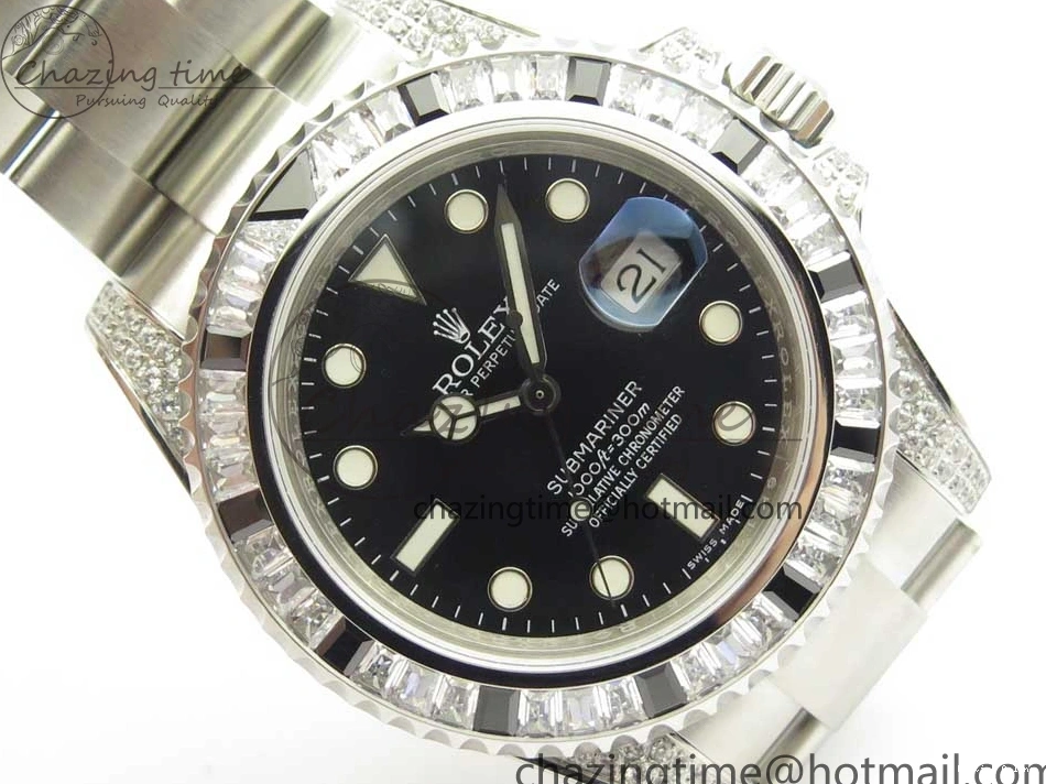 0504 GoAnywhere Submariner Black Diamond Bezel SS GSF Best Edition Black Dial On SS Bracelet A 3270